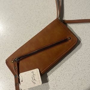 NWT Free People Tan Brown Vegan  Studded Bohemian Wallet Wristlet